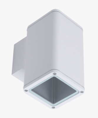 PIPER-1 WHITE SQUARE WALL LIGHT  IP65 WITH E27 PAR30 LAMP